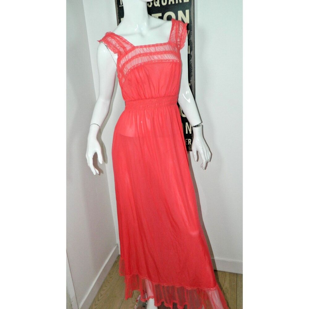 Luxite Nightgown Size 34 Medium Pink Vintage 1940’s Art Deco LINGERIE Milk‎ Maid